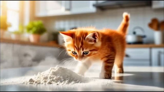 Котенок и мука.