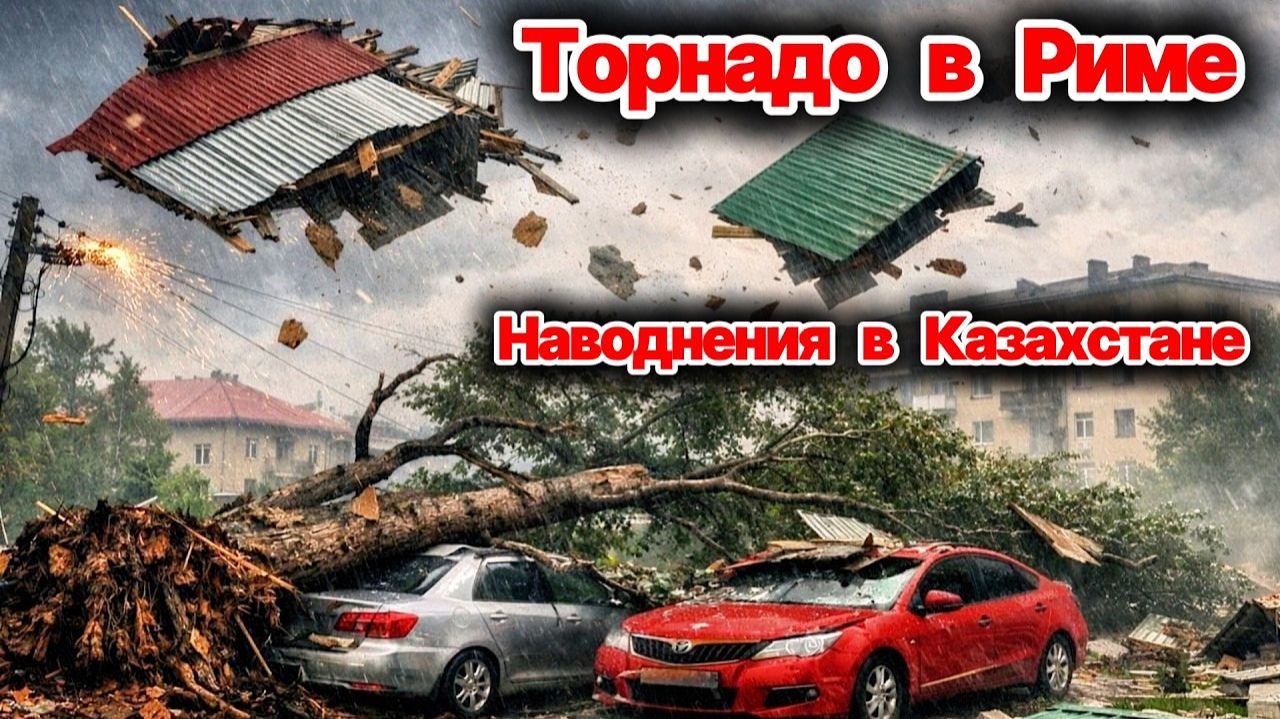 Жуткие кадры стихии сегодня❗ Торнадо сносит дома в Риме❗ Дома уходят под воду в Казахстане❗ Сегодня❗