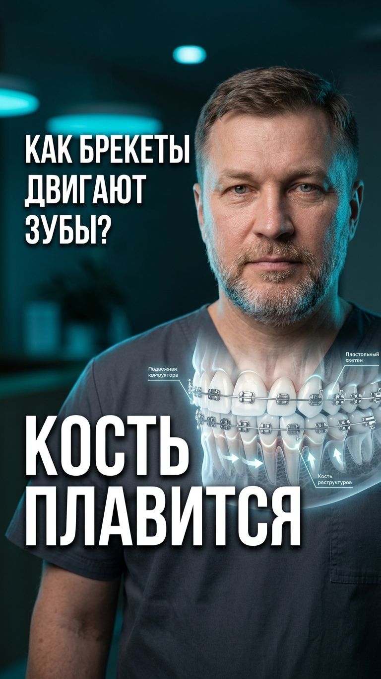 🔧 Как брекеты двигают зубы: механизм перестройки кости