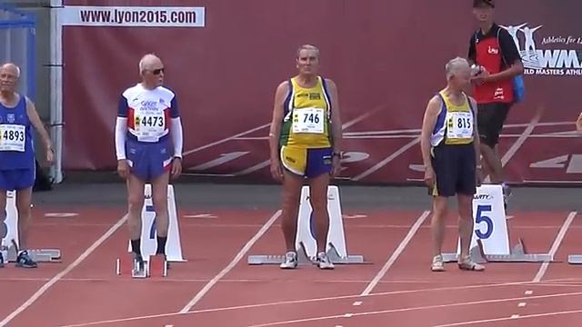 Men 90 100m Final Lyon 2015 Masters Athletics Championships