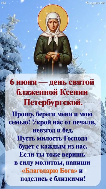 6 июня — день святой блаженной Ксении Петербургской.