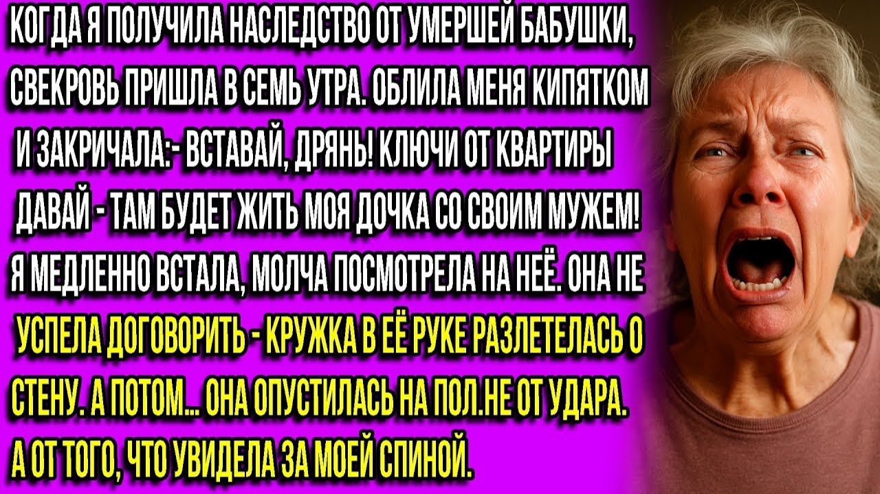 Свекровь вылила на меня кипяток со словами «Гони ключи от квартиры, дрянь!» Я долго терпеть не стала