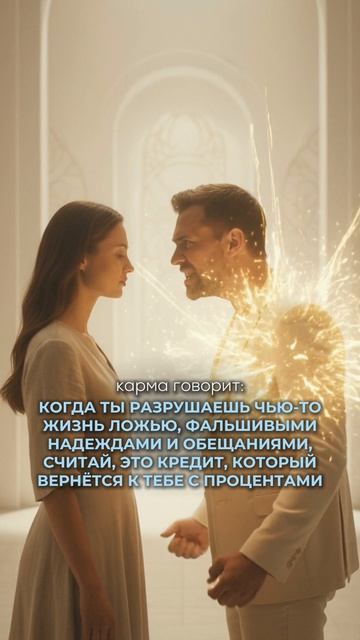 Карма говорит: когда ты разрушаешь чью-то жизнь ложью - это кредит, который вернётся к тебе