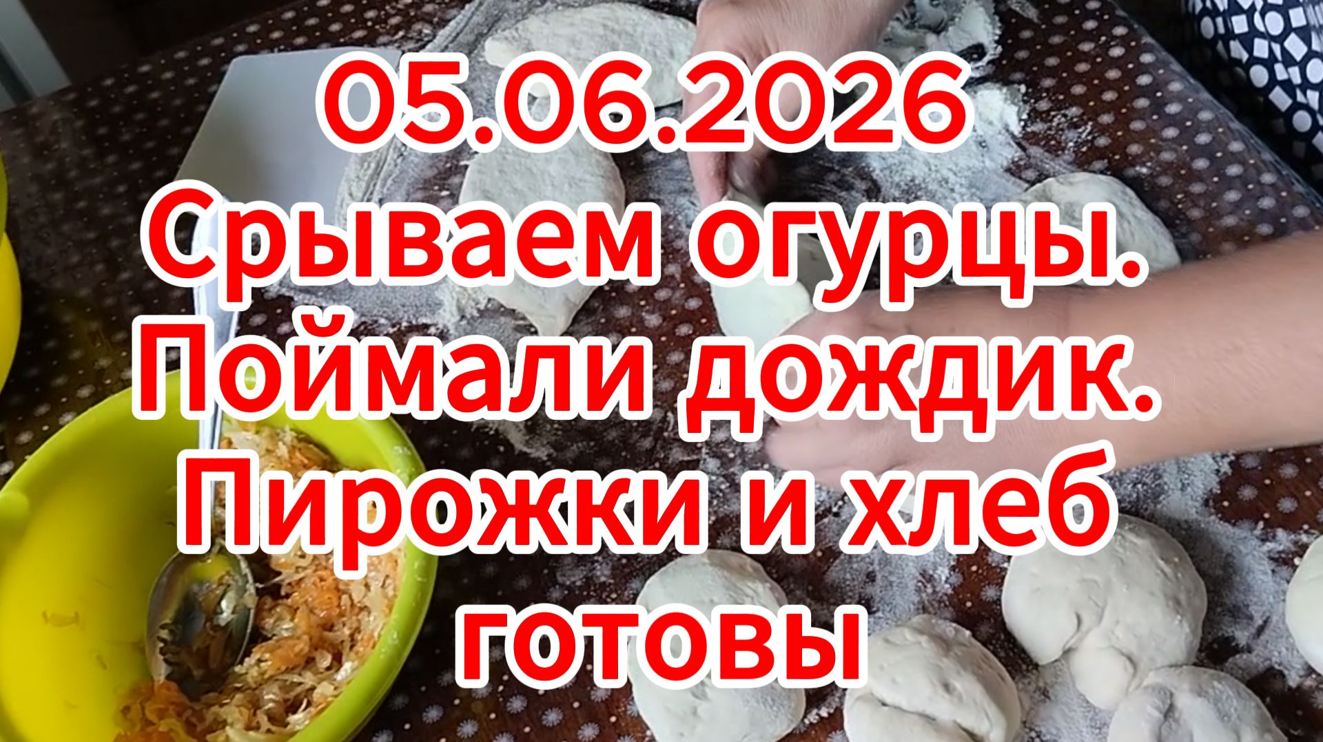 05.06.2026 Срываем огурцы. Поймали дождик. Пирожки и хлеб готовы