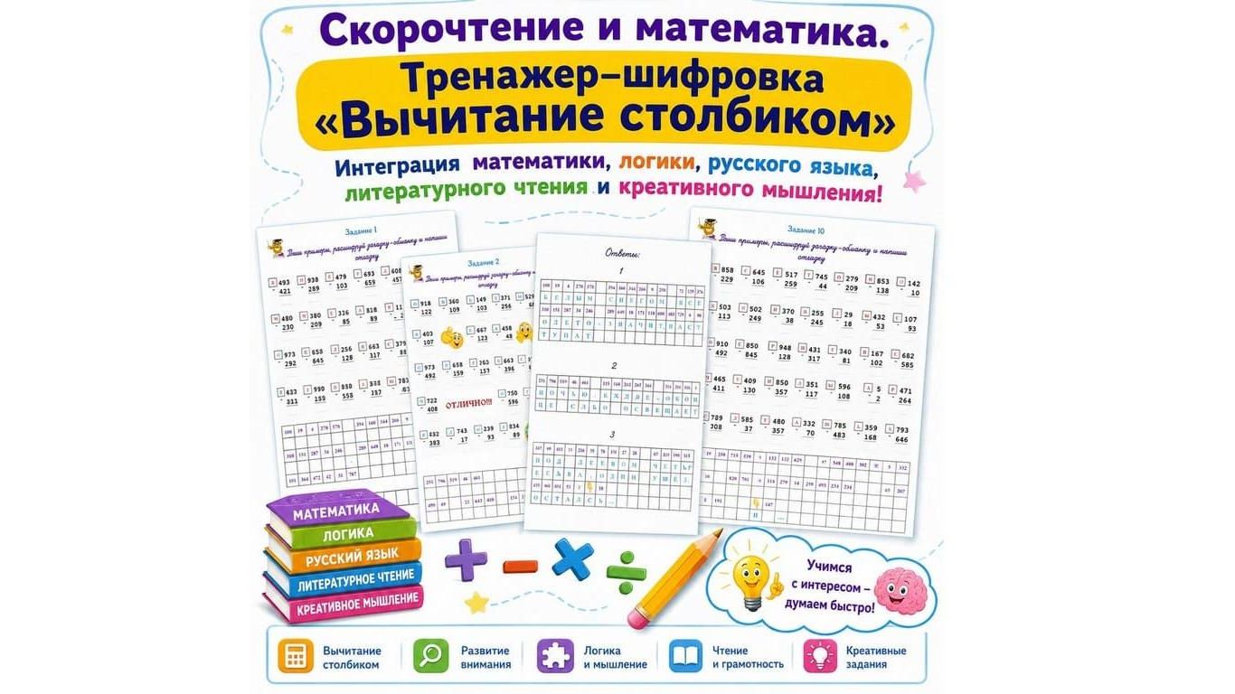 Скорочтение и математика.Тренажер-шифровка 