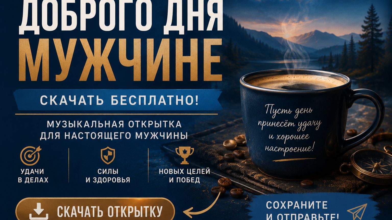 Доброе утро любимому мужчине – красивая музыкальная открытка для родного человека