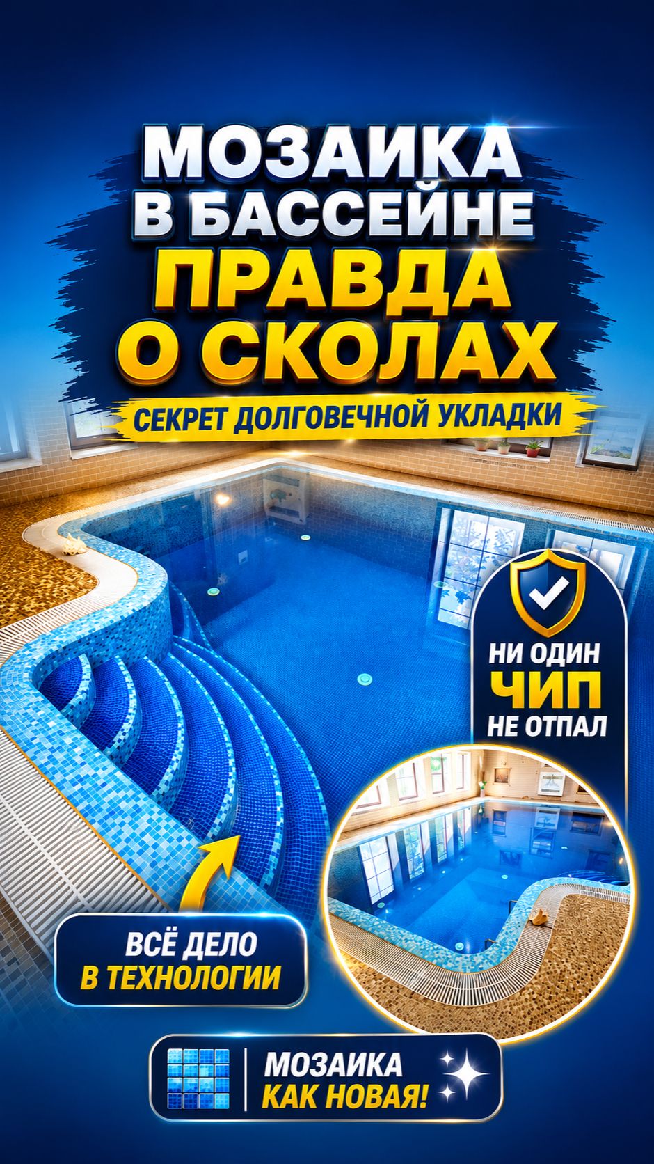 Мозаика в бассейне: правда о сколах и секрет долговечной укладки