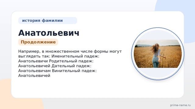 Фамилия Анатольевич: происхождение, значение и склонение