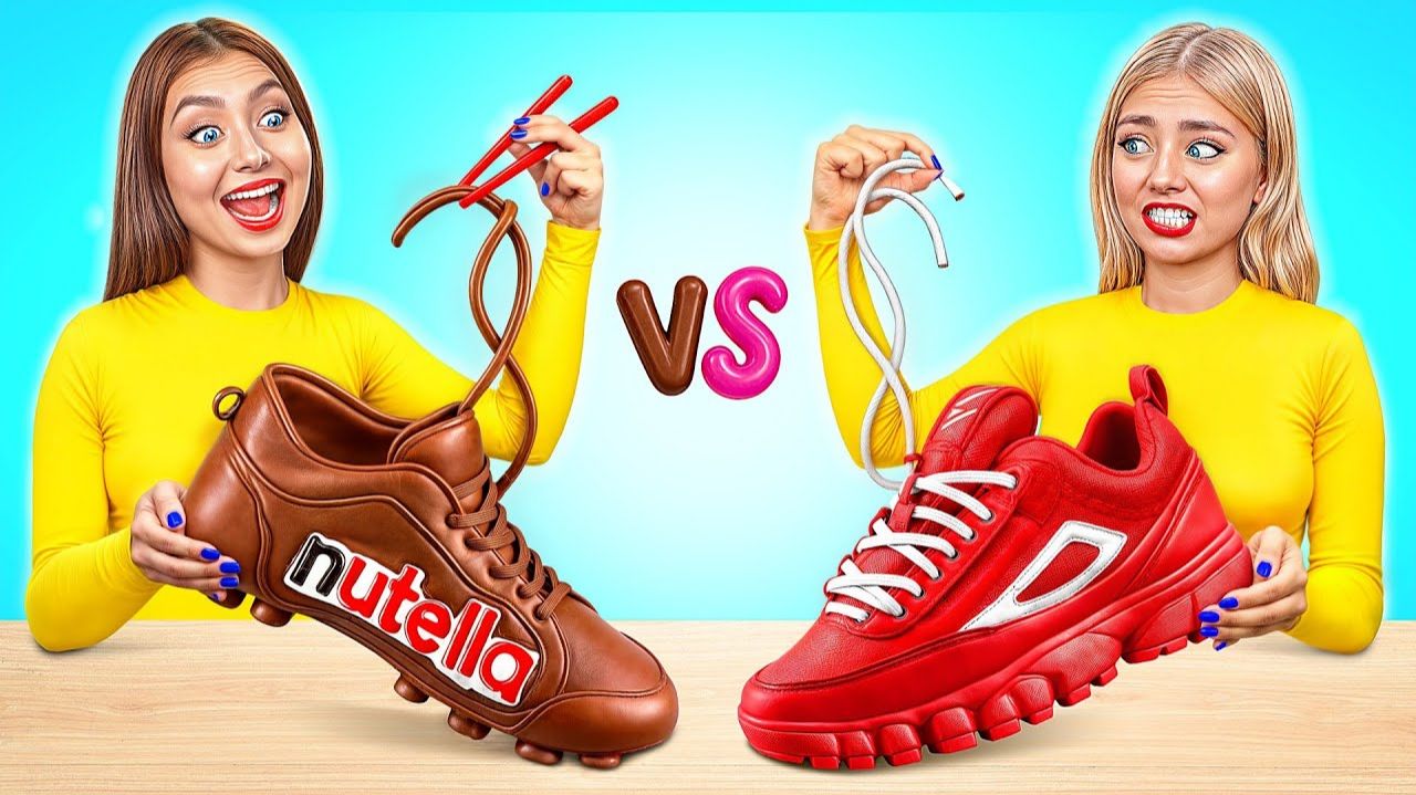 Челлендж. Шоколадная Еда Vs Настоящая еда # Смешные Моменты от Jelly DO Challenge