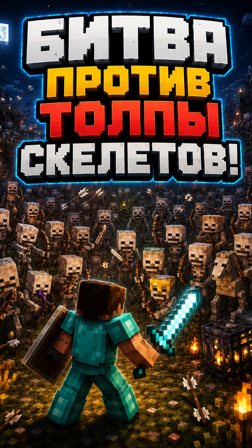 Битва против толпы скелетов!