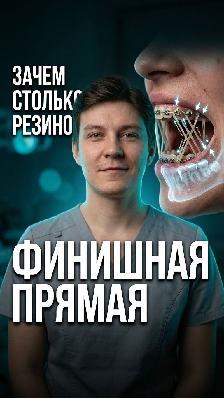 Межчелюстные тяги после хирургической коррекции челюсти: зачем десятки резинок на финале брекетов
