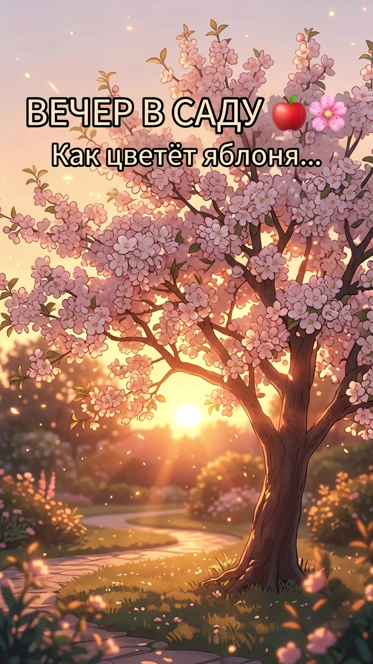 Вечер в саду: как красиво цветет яблоня… 🍎🌸