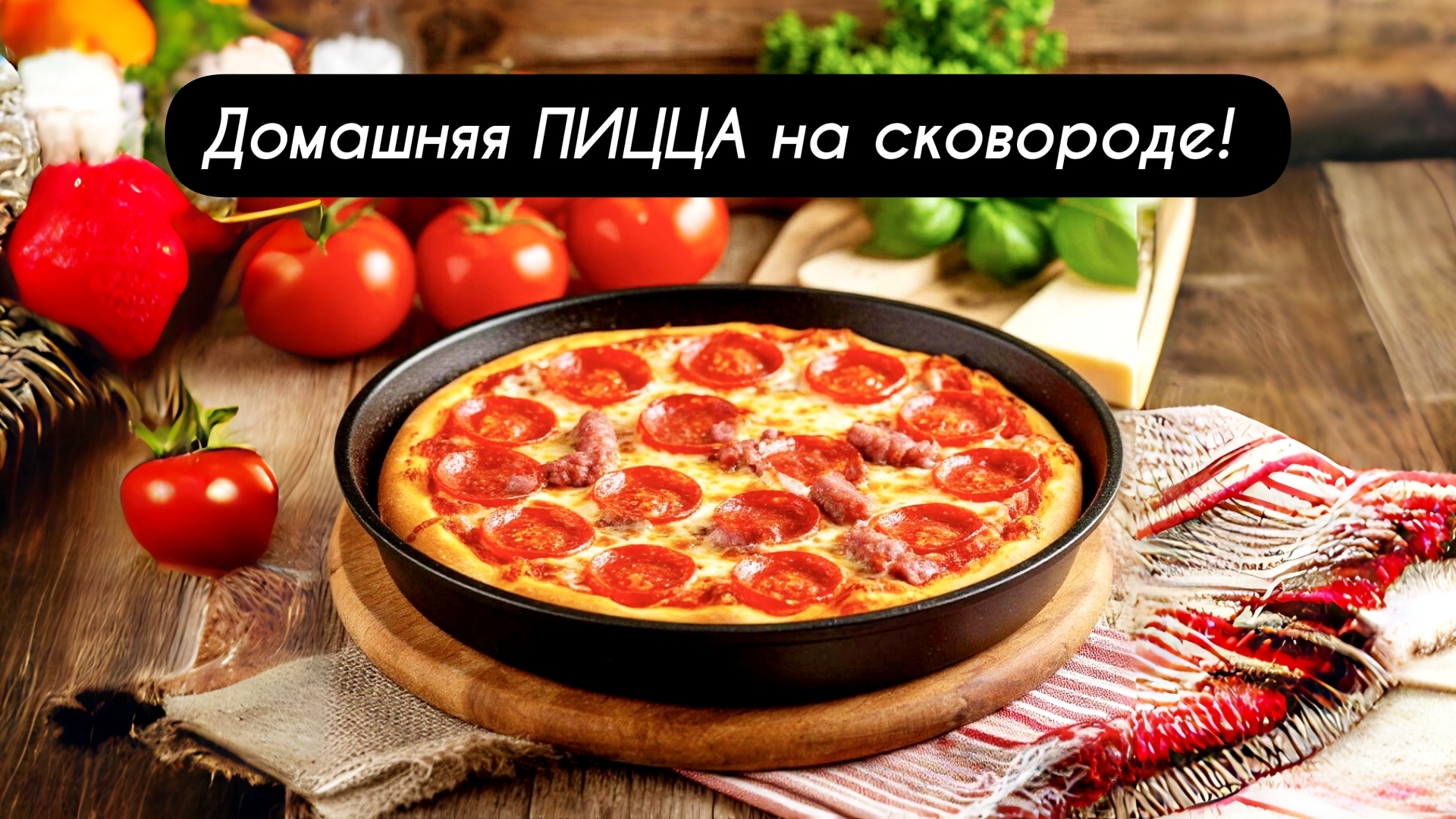 Домашняя ПИЦЦА на сковороде. Тесто для Пиццы!