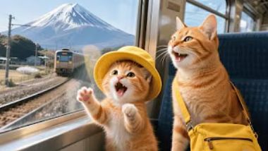 #GINGER'S DAILY MEOW - МАМА-КОШКА ВЗЯЛА С СОБОЙ ДОЧКУ, ЧТОБЫ ИССЛЕДОВАТЬ ОКРЕСТНОСТИ ГОРЫ ФУДЗИ💛