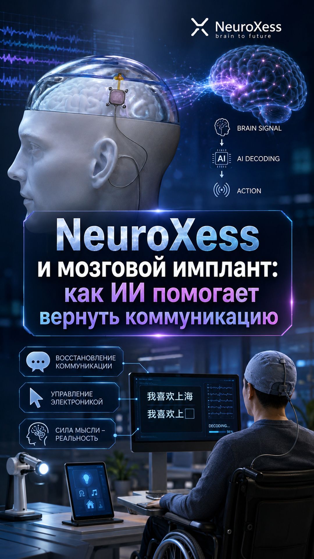 Интерфейсы мозг-компьютер в Китае: как ИИ приближает практическую нейромедицину