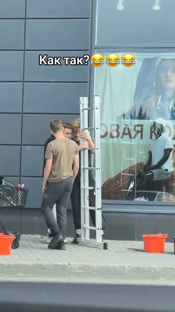 Зумеры не смогли разложить стремянку и довели очевидцев до истерики.