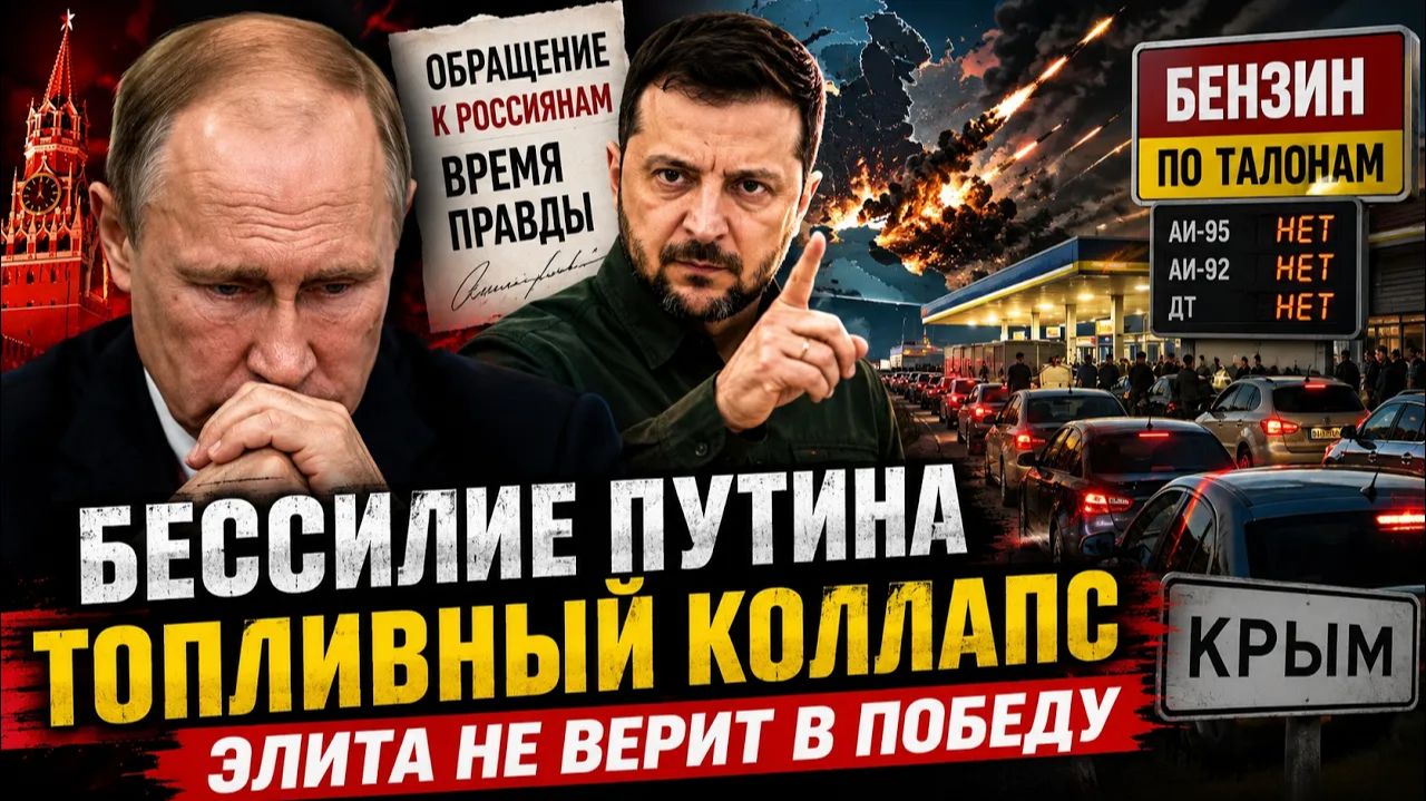 «Элита больше не верит Путину Зеленский обратился к россиянам. Топливный коллапс уже начался»