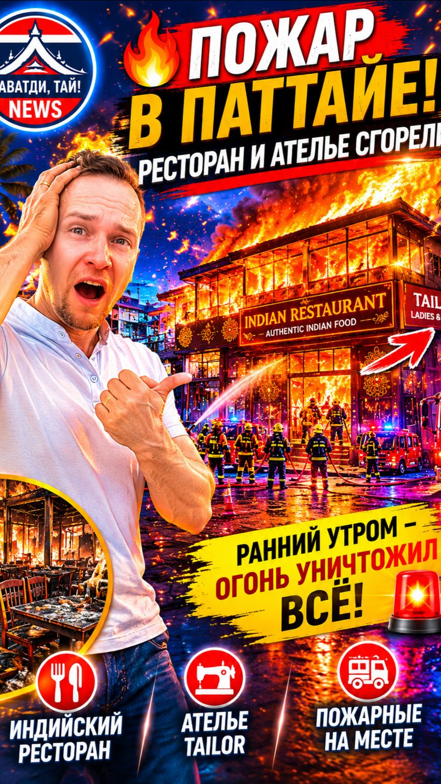 В ЦЕНТРЕ ПАТТАЙИ СГОРЕЛИ ИНДИЙСКИЙ РЕСТОРАН И АТЕЛЬЕ #новости #новостисегодня #тайланд