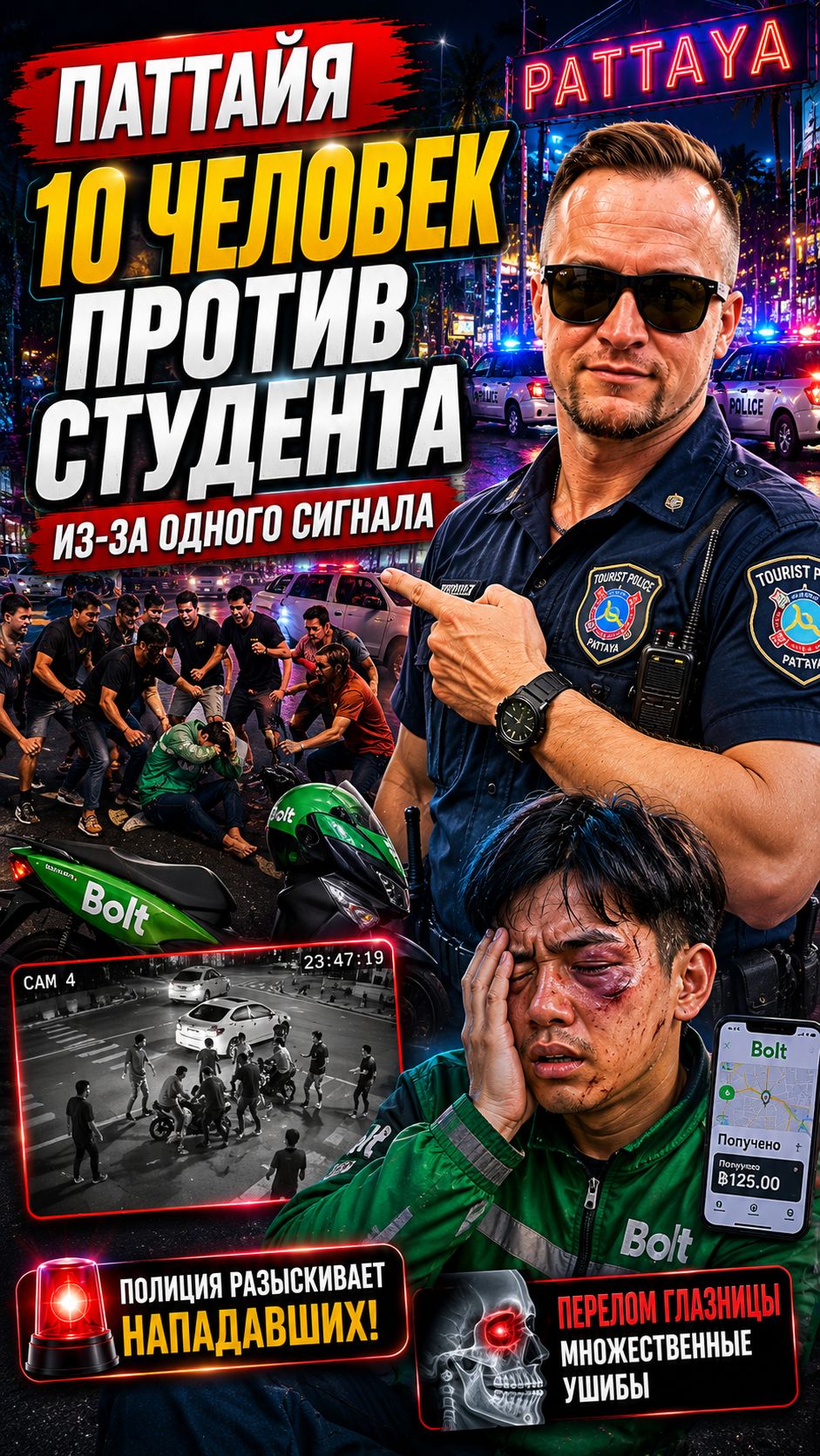 ПАТТАЙЯ: ЗА СИГНАЛ КЛАКСОНА ЕГО ИЗБИВАЛИ ТОЛПОЙ#новости #новостисегодня #тайланд