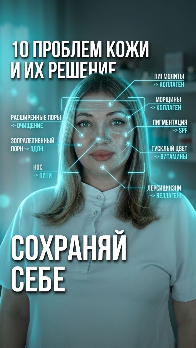 Шпаргалка косметолога: 10 проблем кожи и их решения. Сохраняйте!