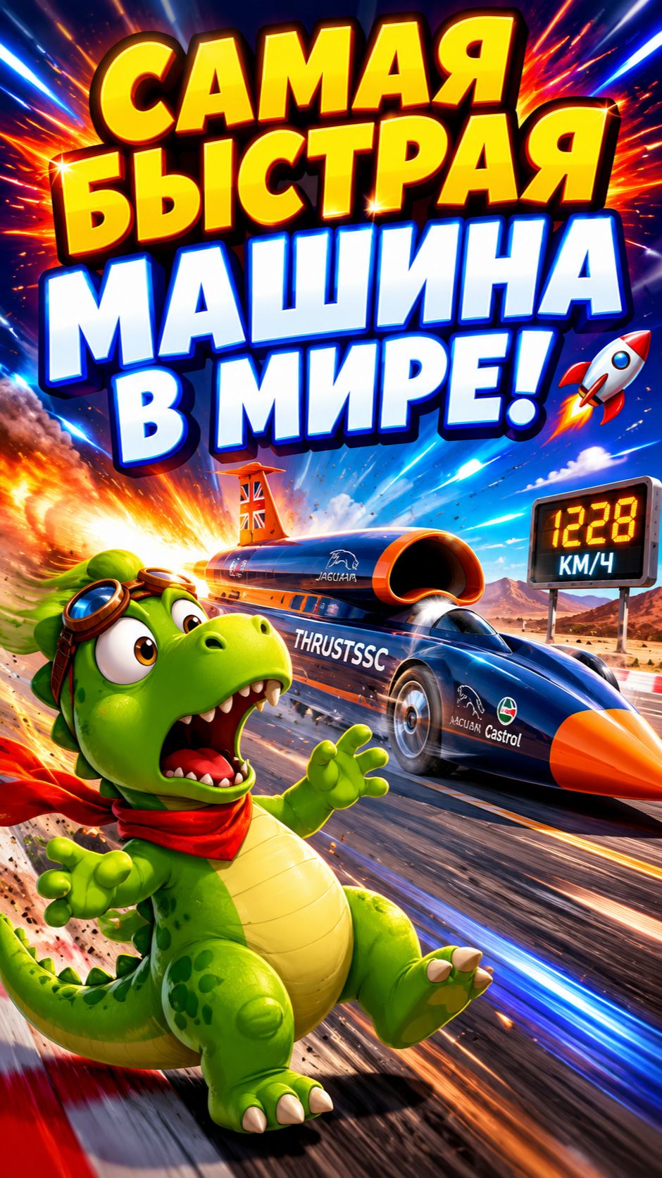 САМАЯ БЫСТРАЯ МАШИНА В МИРЕ! 🚀 Дино Рекс в шоке! #shorts #ДиноРекс