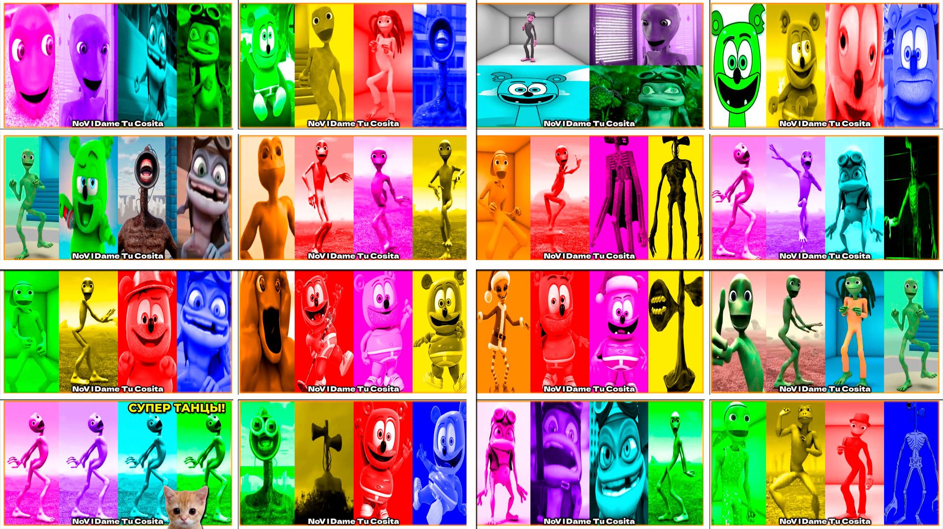 Зелёный Человек Танцует Dame Tu Cosita Music Video SUPER Megamix #113-128 в Tiles Hop - NoV