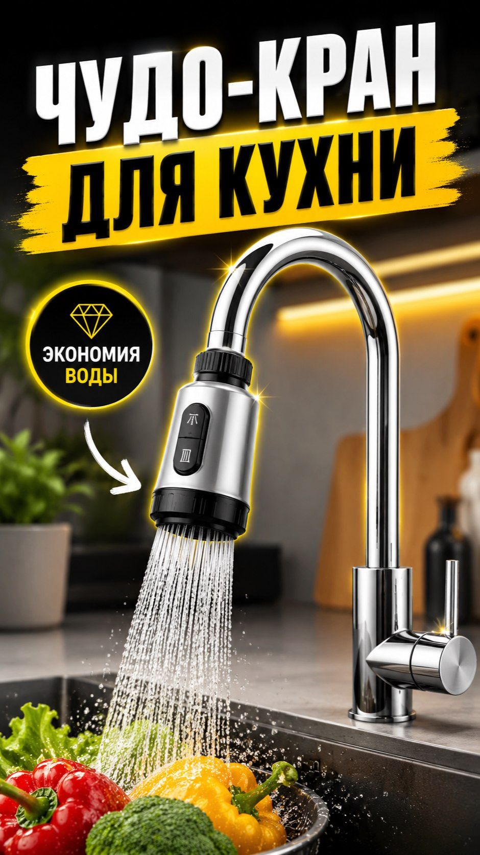 Современный кухонный кран: стиль и экономия в одном