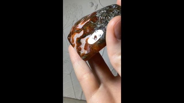 Агат моховой красный сердце
