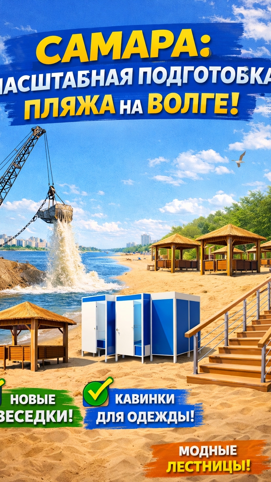 Самара встречает лето: пляж готов! ☀️