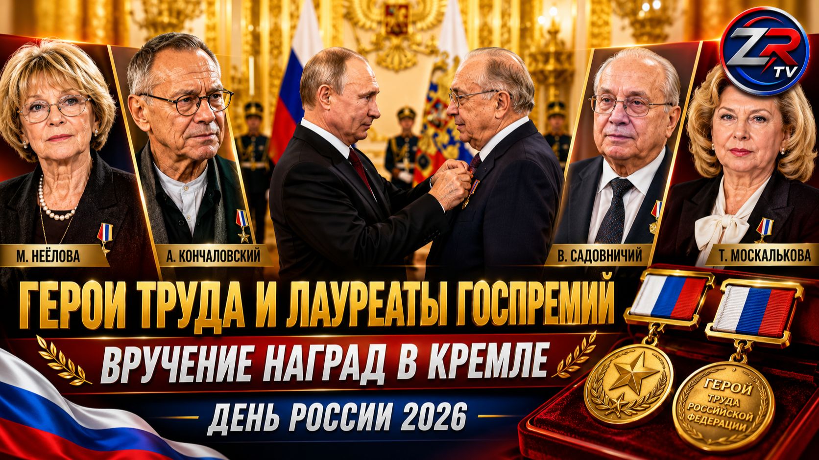 В Кремле вручили медали Героя Труда и Государственные премии России | День России 2026 | ZR TV |