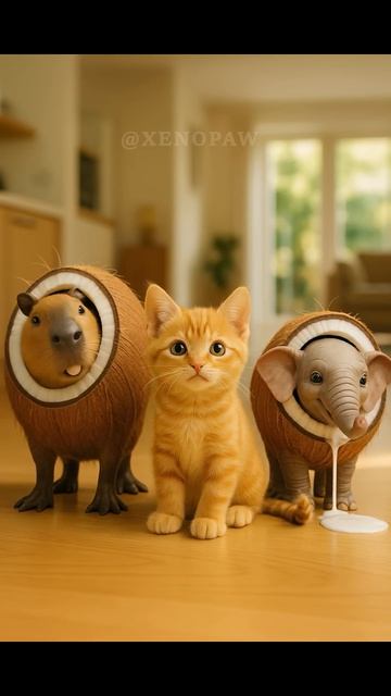 Папа просто хотел покормить котенка… #кошки #приколы #шорты