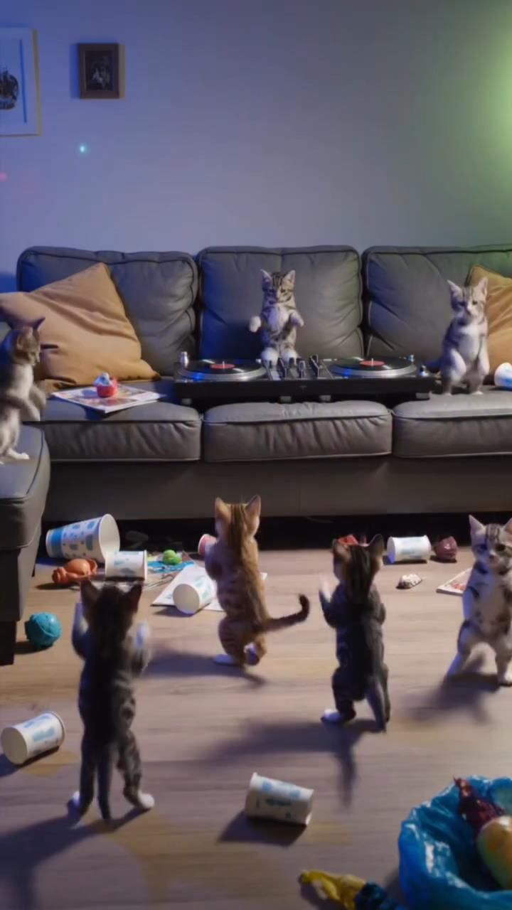 🐱🔥 Котёнок диджей на кошачей дискотеке 😹