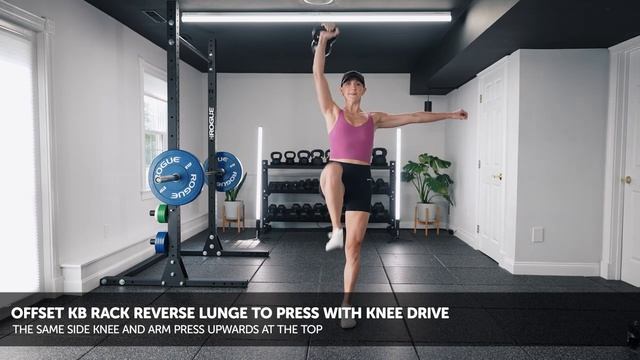 Offset KB Rack Reverse Lunge To Press With Knee Drive Выпад назад с выходом вверх и вертик жимом