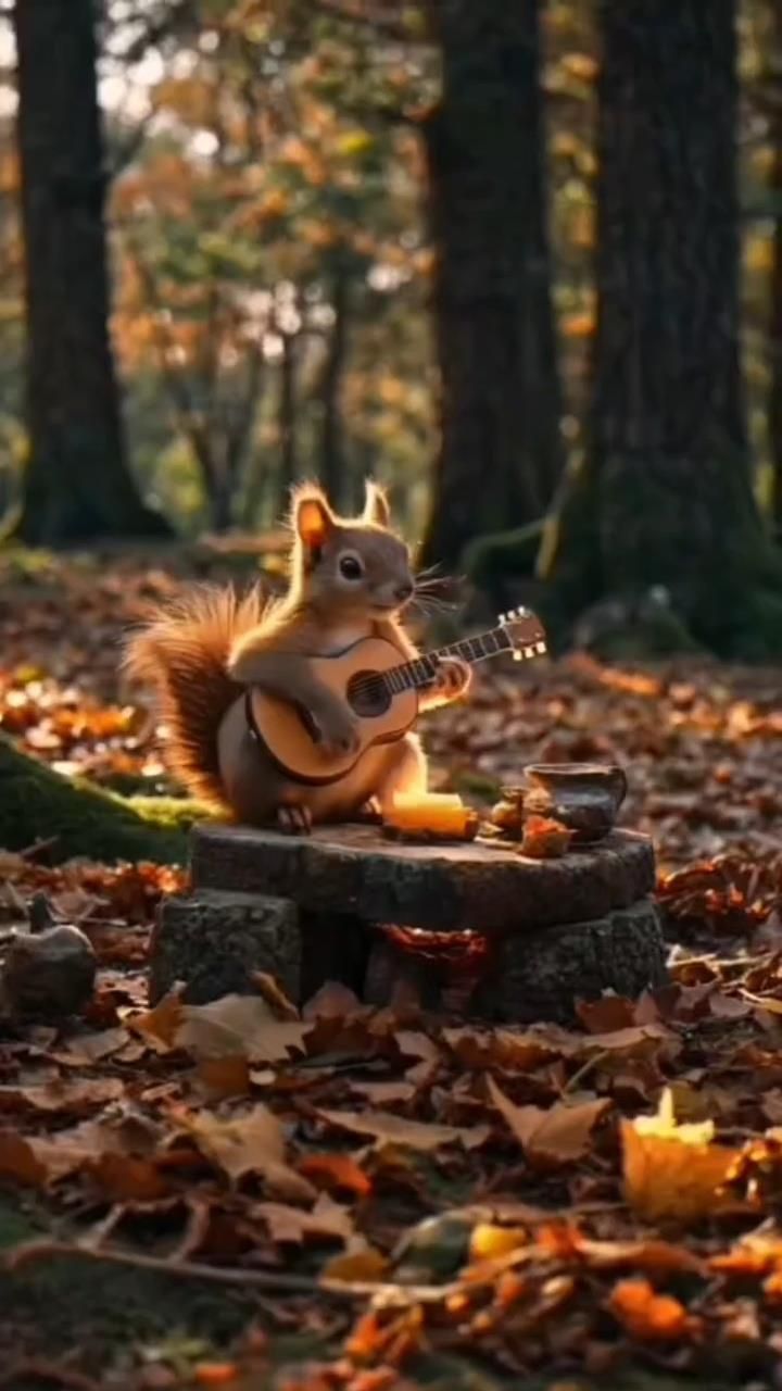 Белочка виртуозно играет на гитаре 😂