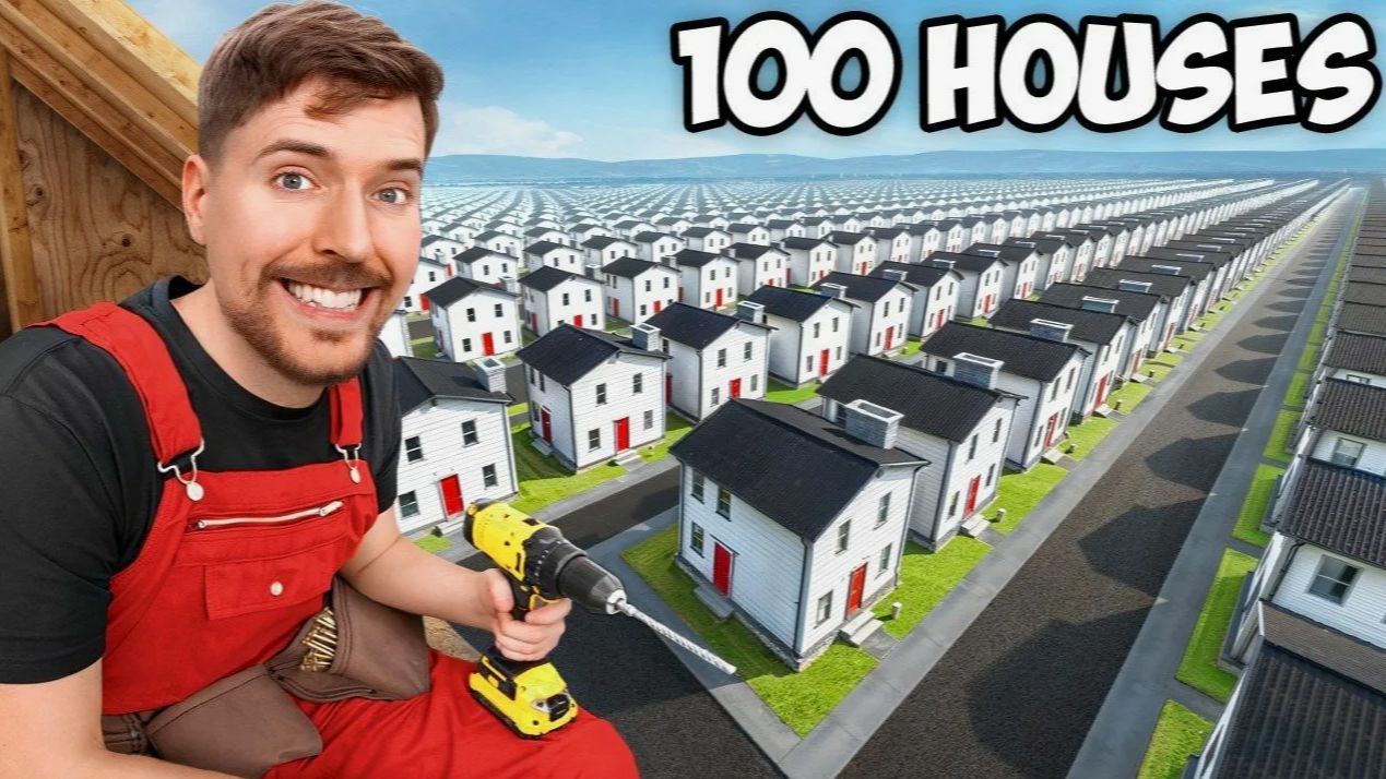 Я Построил 100 Домов и Раздал Их! MRBEAST МИСТЕРБИСТ НА РУССКОМ мистер бист на русском
