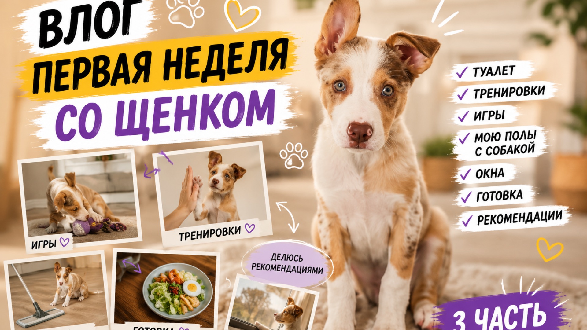 Щенок дома 7 дней спустя  Ошибки тренировки и реальная жизнь. влог 3