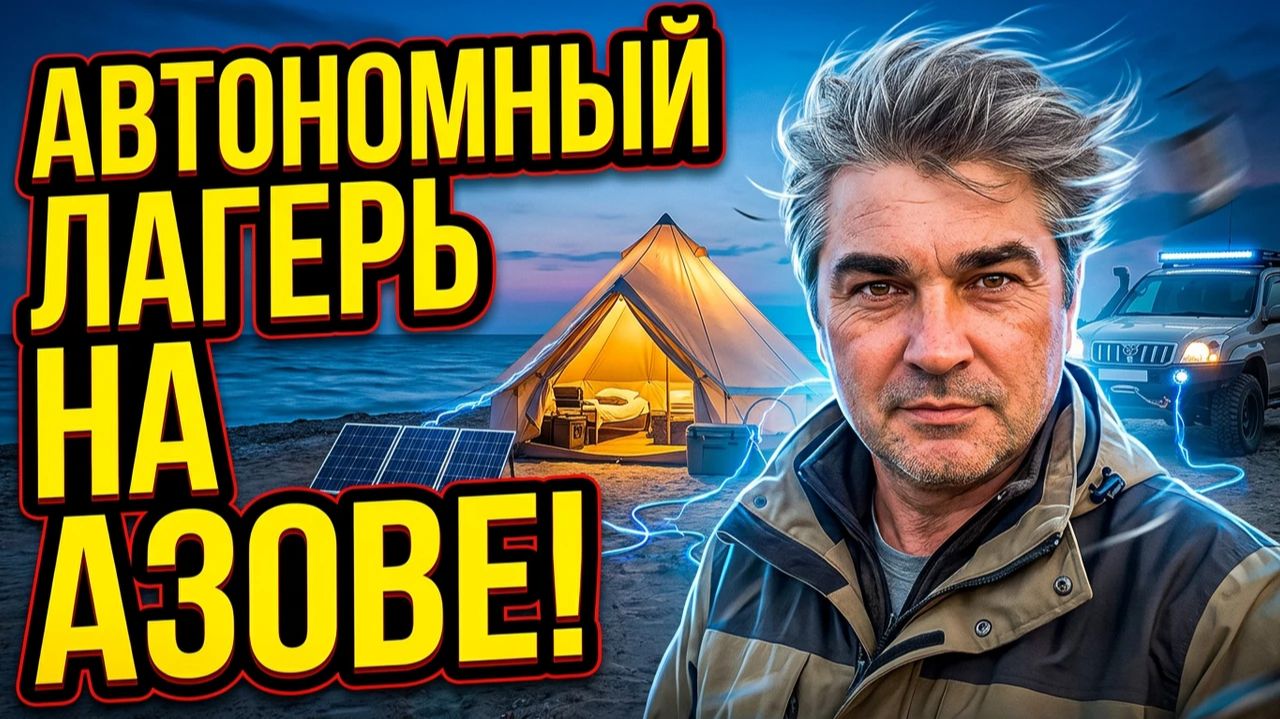Наш кемпинг на Азовском море: тест солнечных панелей, АКБ и освещения.