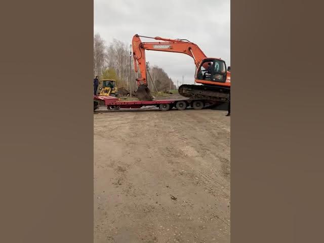 ЭКСКАВАТОР DOOSANПАДЕНИЕ С ТРАЛА!!!