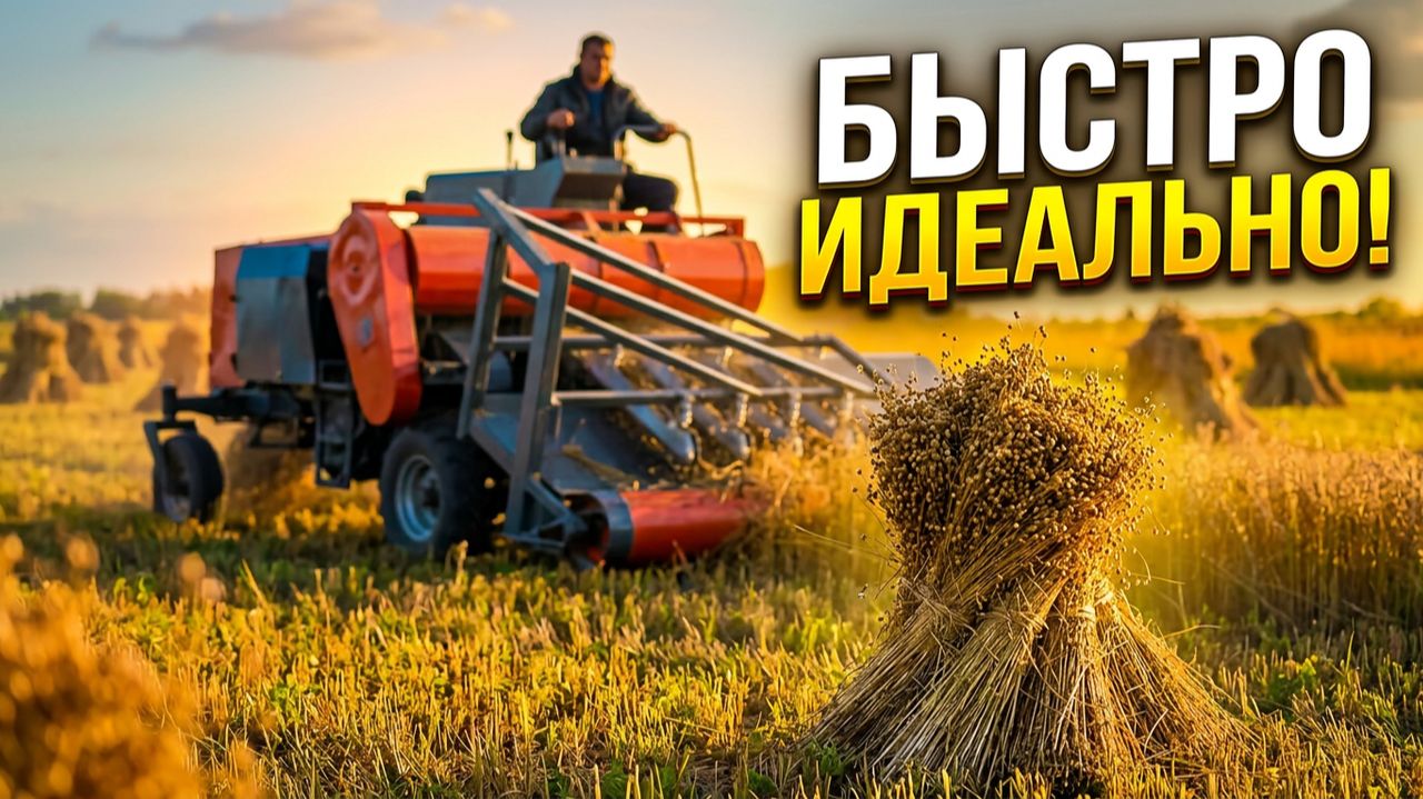 Комбайн самоходный для вязки снопов льна или конопли #комбайн  #травы #конопля