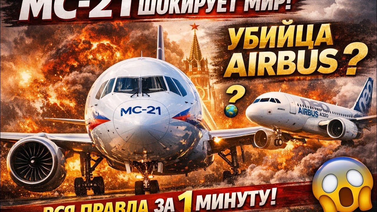 МС-21 ШОКИРУЕТ МИР 😱 Убийца Airbus? Вся правда о российском лайнере за 1 минуту!
