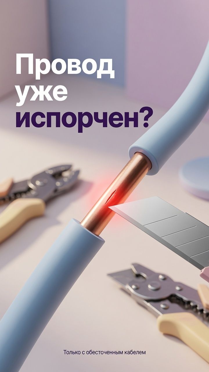 Самый коварный порез в электрике — на жиле провода