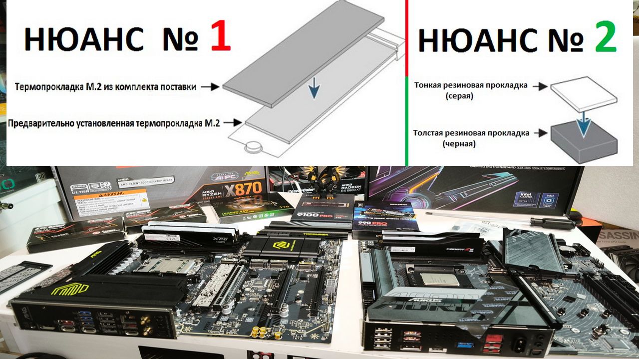 Два нюанса установки SSD M2 на материнских платах GIGABYTE и MSI. Двойной радиатор. Защита от изгиба