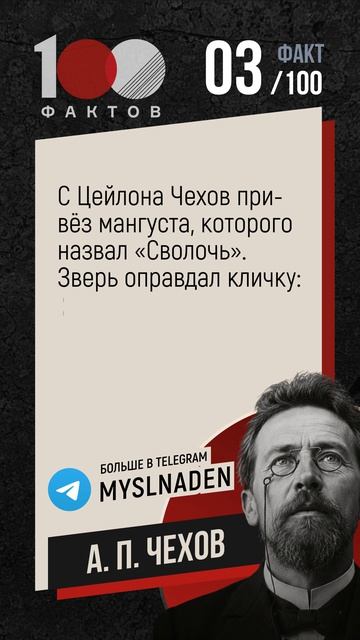 Чехов А.П. Факт №3. #стофактов #цитаты #чехов
