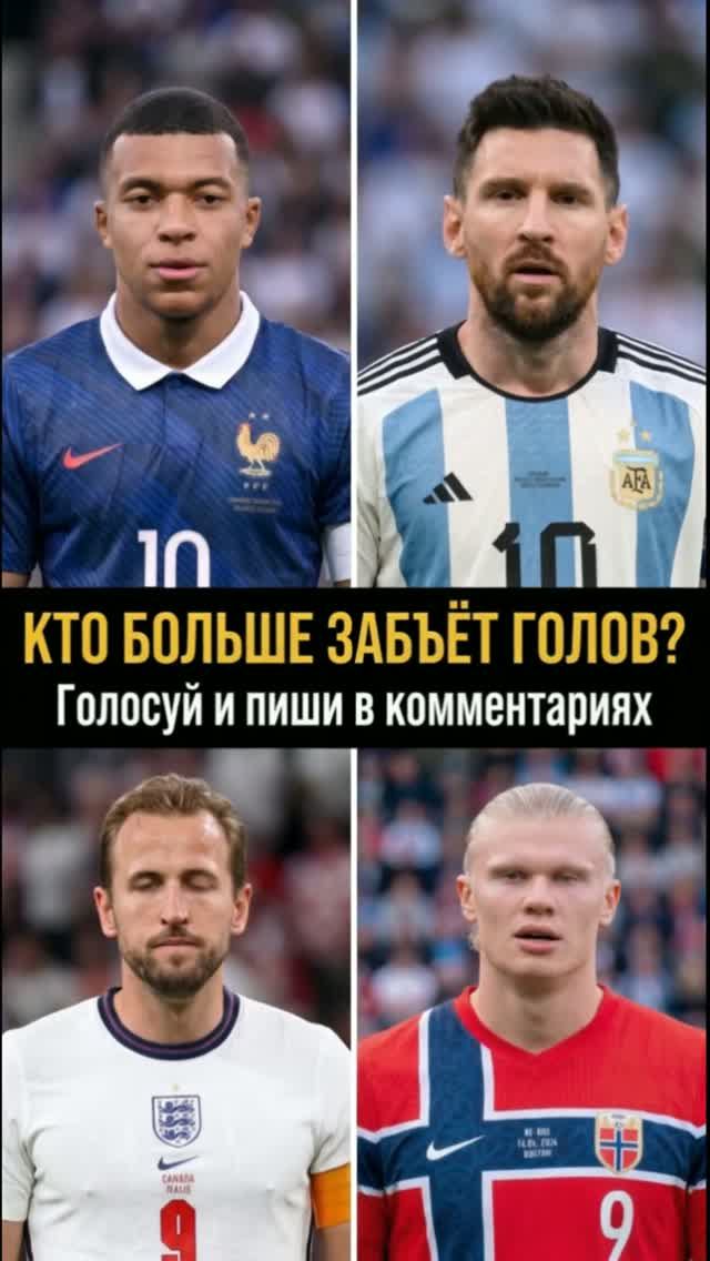 Месси, Мбаппе, Холанд или Кейн? Кто забьет больше всего голов ?