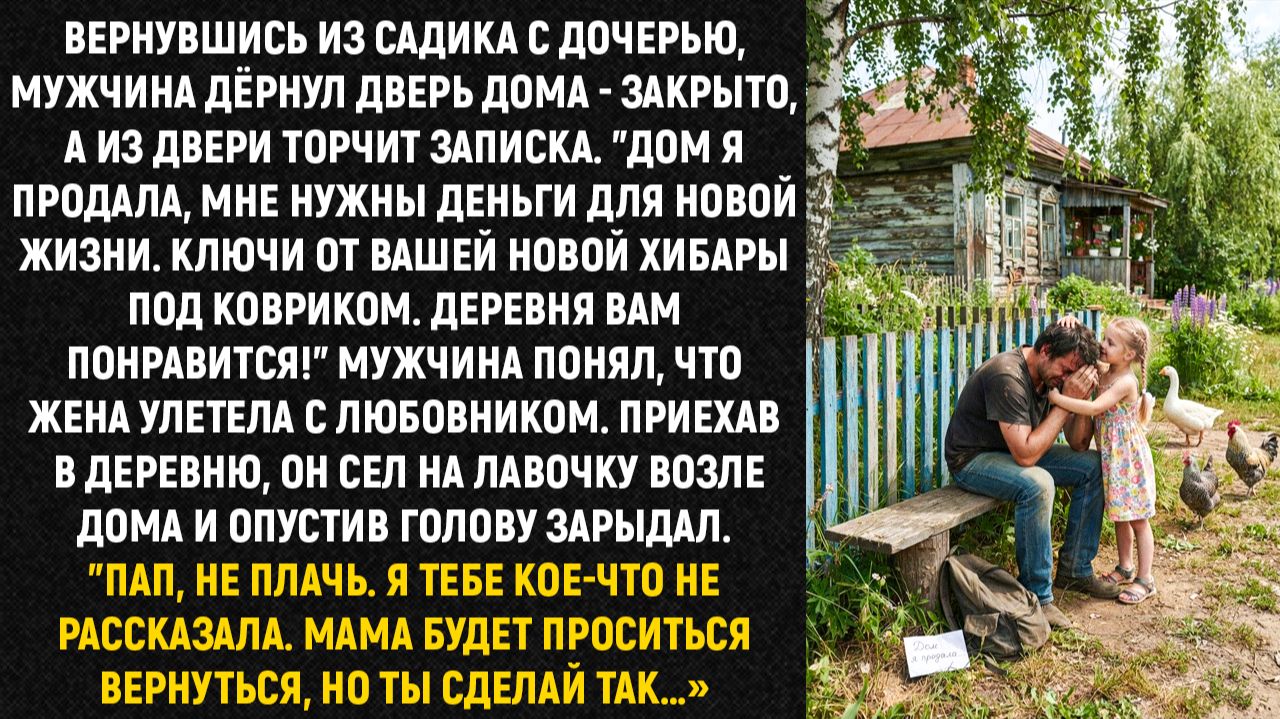 Вернувшись из садика с дочерью, мужчина дёрнул дверь дома - закрыто, а из двери торчит записка...