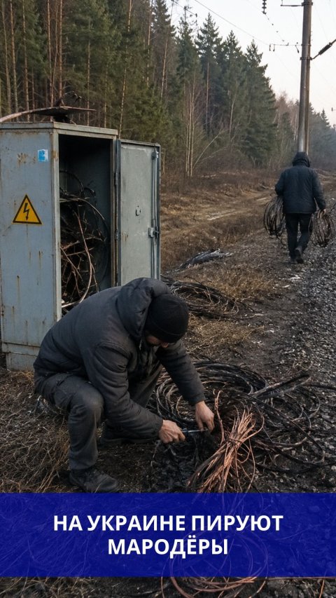 На Украине в опустевшей Васильковке мародёры обесточили железнодорожные пути