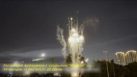 Зеленый летающий фейерверк с крыльями Медуза (3 шт.) 10 зарядов