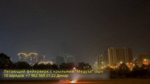 Красный летающий фейерверк с крыльями 10 зарядов