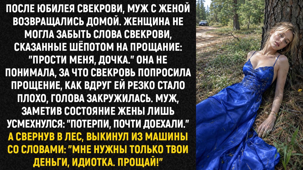 После юбилея свекрови, муж с женой возвращались домой. Женщина не могла забыть слова свекрови...