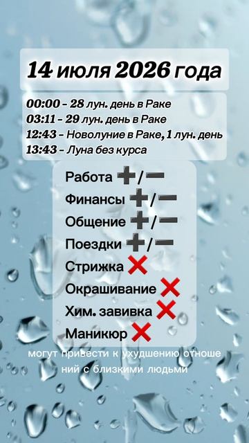 Гороскоп 14 июля 2026 года, Новолуние, лунный день